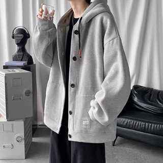 Áo khoác Hoodie unisex - Hai Hàng Cúc - Áo hoodie có mũ trùm đầu 2 lớp dày dặn, ấm, UzangShop