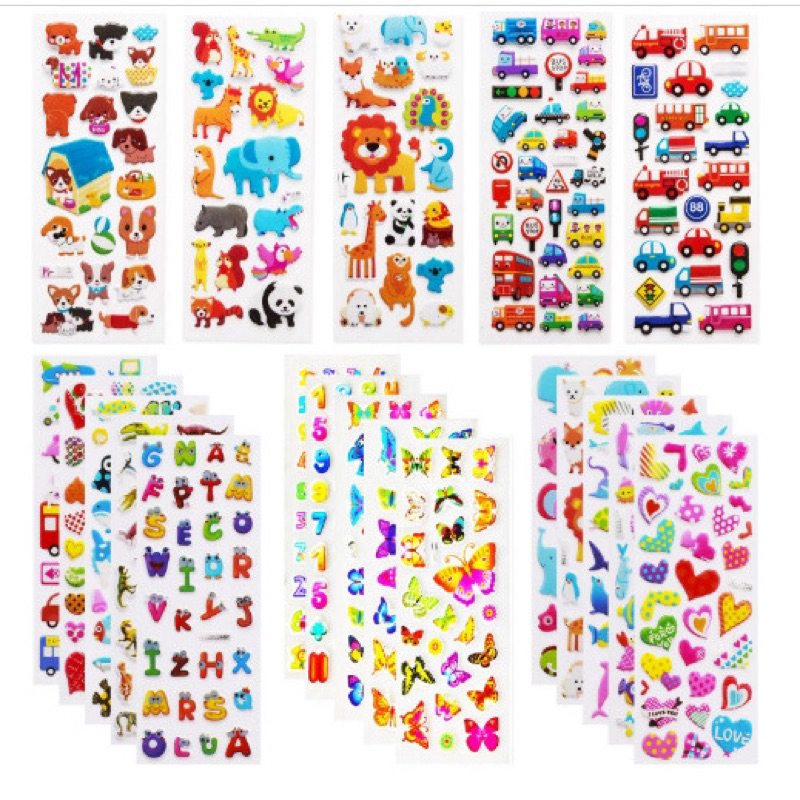 Hình dán sticker 3d nổi cute chống nước chữ động vật siêu nhân công chúa dễ thương trang trí cho bé trai gái