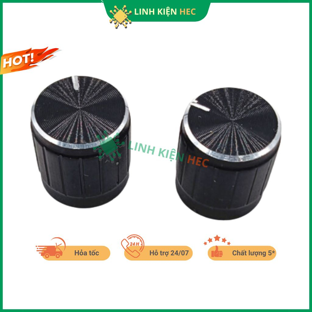 Núm chiết áp nhôm 15x17mm WH148 màu đen chính hãng linh kiện hec