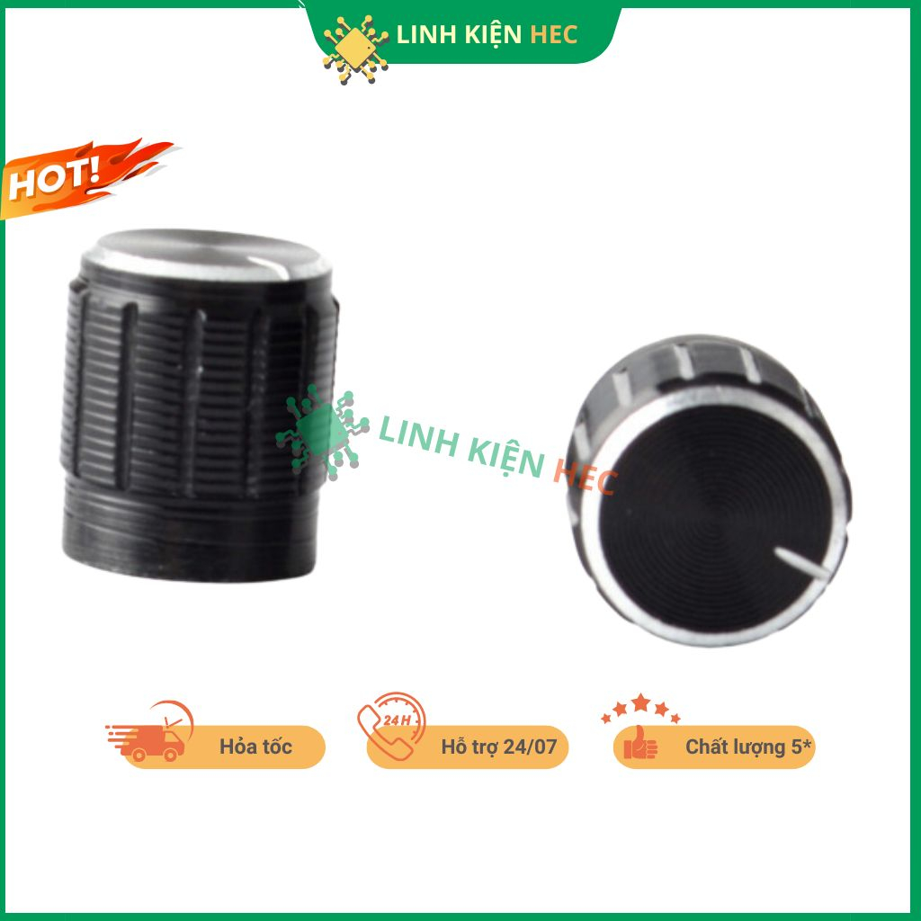 Núm chiết áp nhôm 15x17mm WH148 màu đen chính hãng linh kiện hec