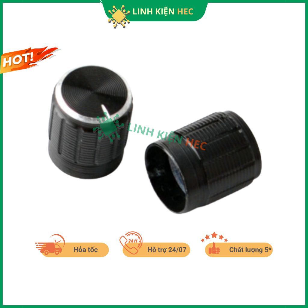 Núm chiết áp nhôm 15x17mm WH148 màu đen chính hãng linh kiện hec