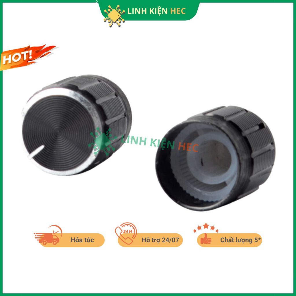 Núm chiết áp nhôm 15x17mm WH148 màu đen chính hãng linh kiện hec