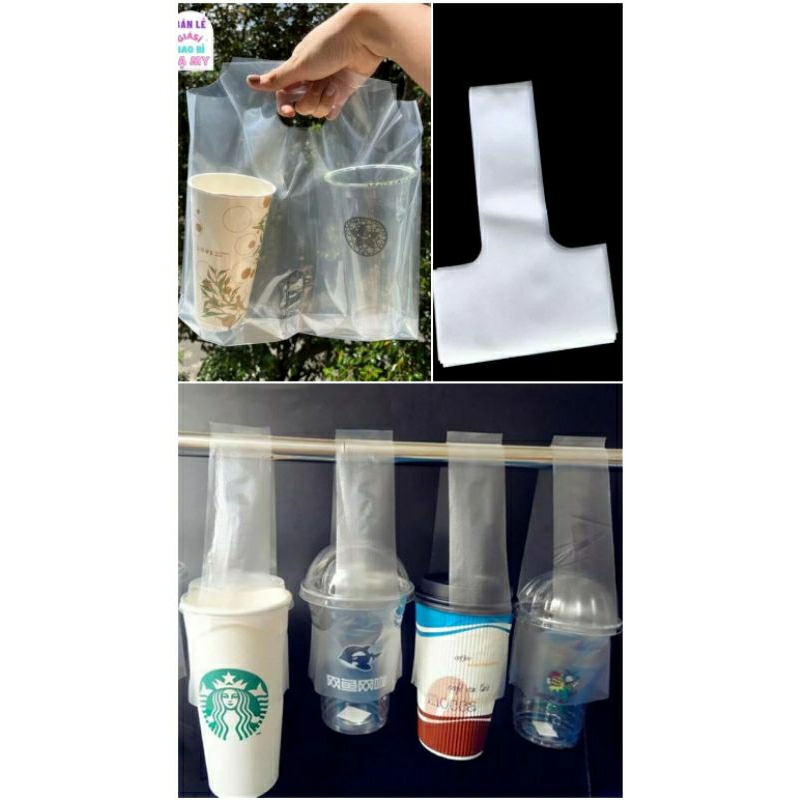 1kg Túi cốc trà sữa hàng đẹp ( túi chữ T, túi đơn, túi đôi)