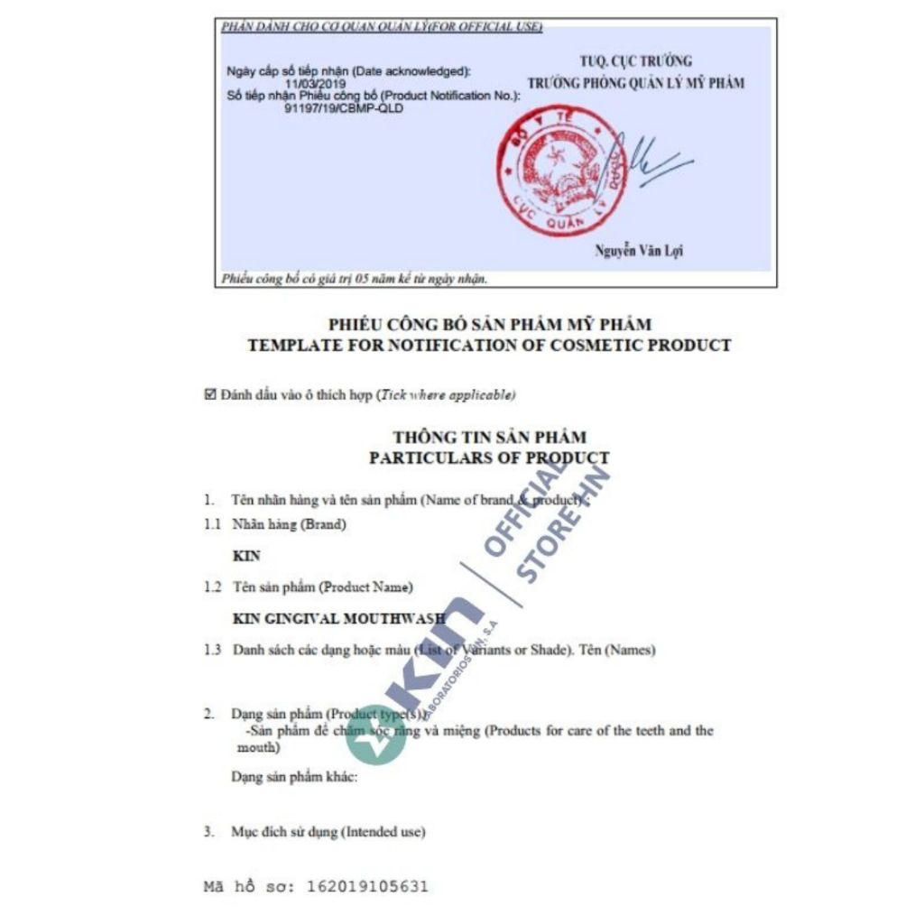 Nước Súc Miệng KIN GINGIVAL  - Sát Khuẩn Miệng Họng Ngăn Ngừa Viêm Nướu, Sâu Răng, Mảng Bám