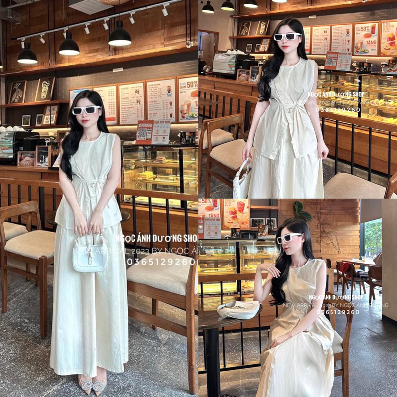 Set Thô Be Vạt Chéo Mix Chân Váy Dài Kèm Đai