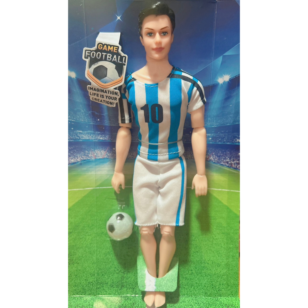 Hộp búp bê cầu thủ bóng đá số 10 cho bé có các khớp có thể tạo dáng cho bé