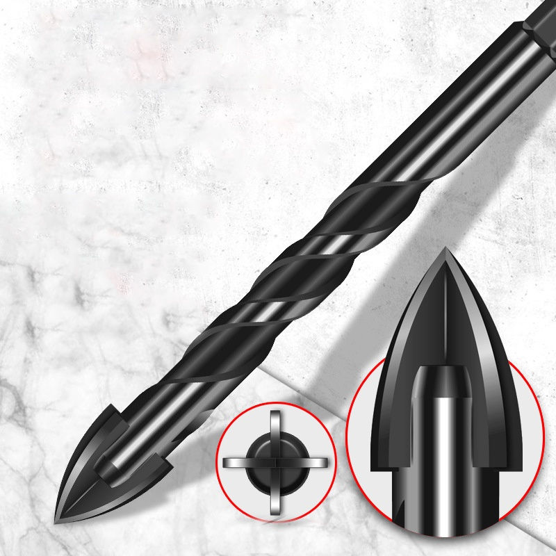 Bộ 5 mũi khoan đa năng chân lục giác 4 cạnh thép đen Nhật 12mm 10mm, 8mm 6mm