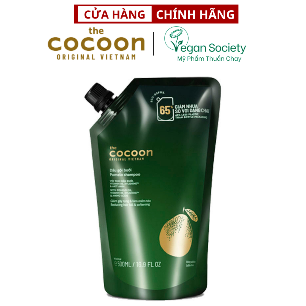 Bigsize - Dầu gội bưởi Cocoon Túi Refill giúp giảm gãy rụng và làm mềm tóc 500ml - Thuần Chay