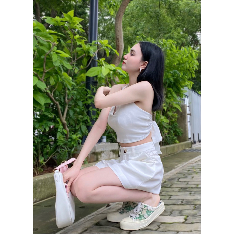 SET ÁO YẾM  + SHORT TRẮNG