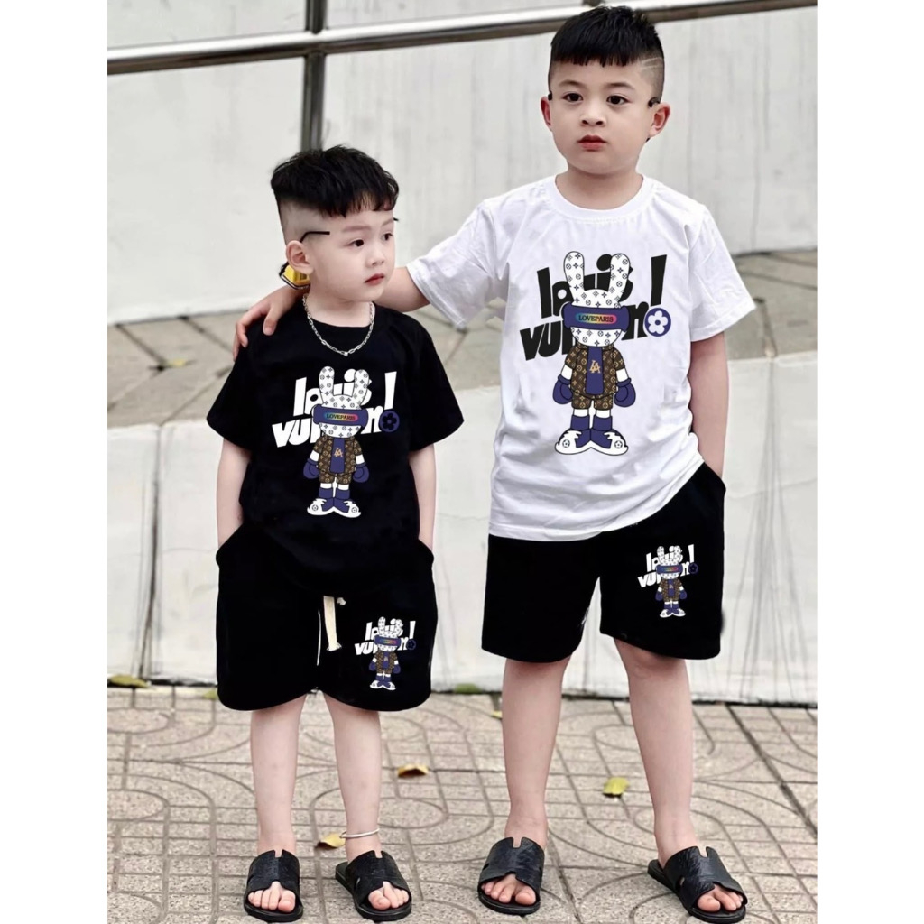 Bộ quần áo cộc tay người máy cho bé trai, set áo phông quần short trẻ em, áo gia đình unisex - Winni Kids