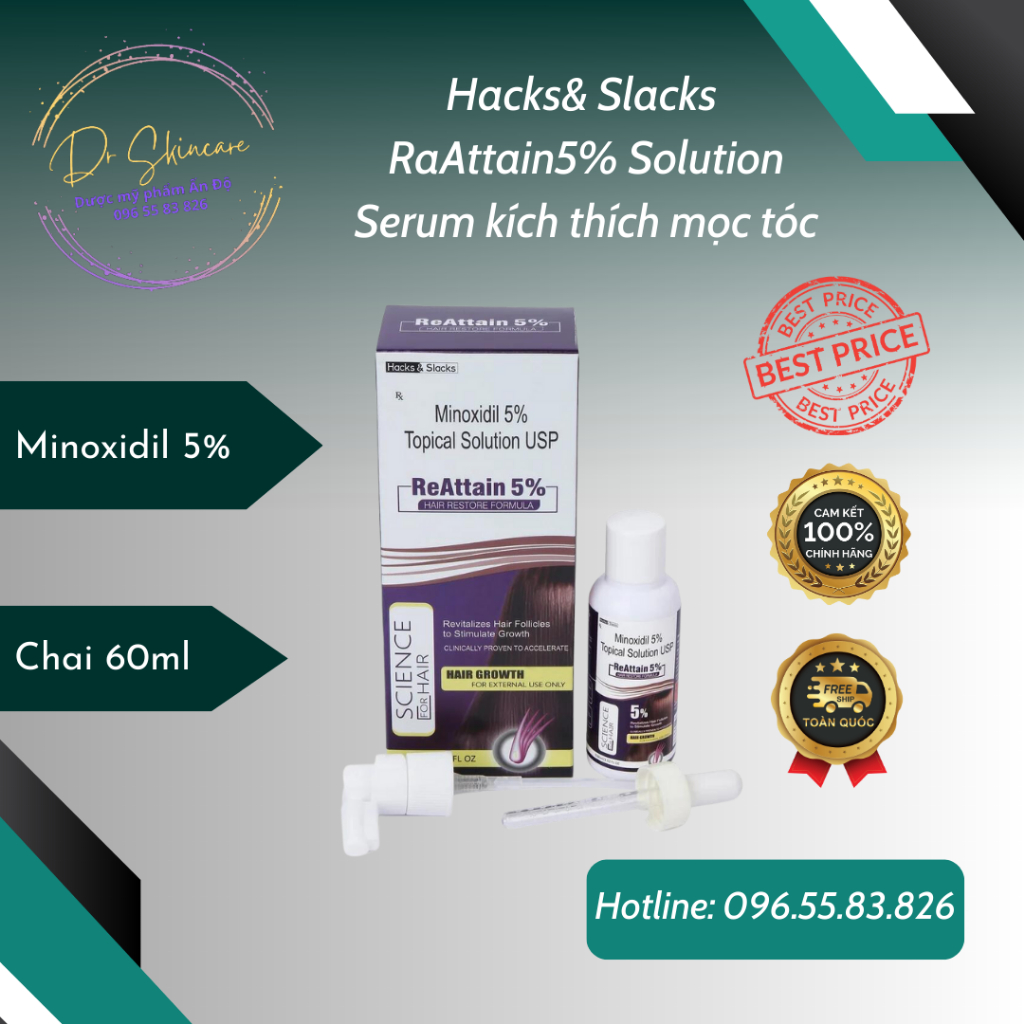 ReAttain Minoxidil 5% Solution-Serum kích thích mọc tóc- [Giá trải nghiệm sản phẩm]