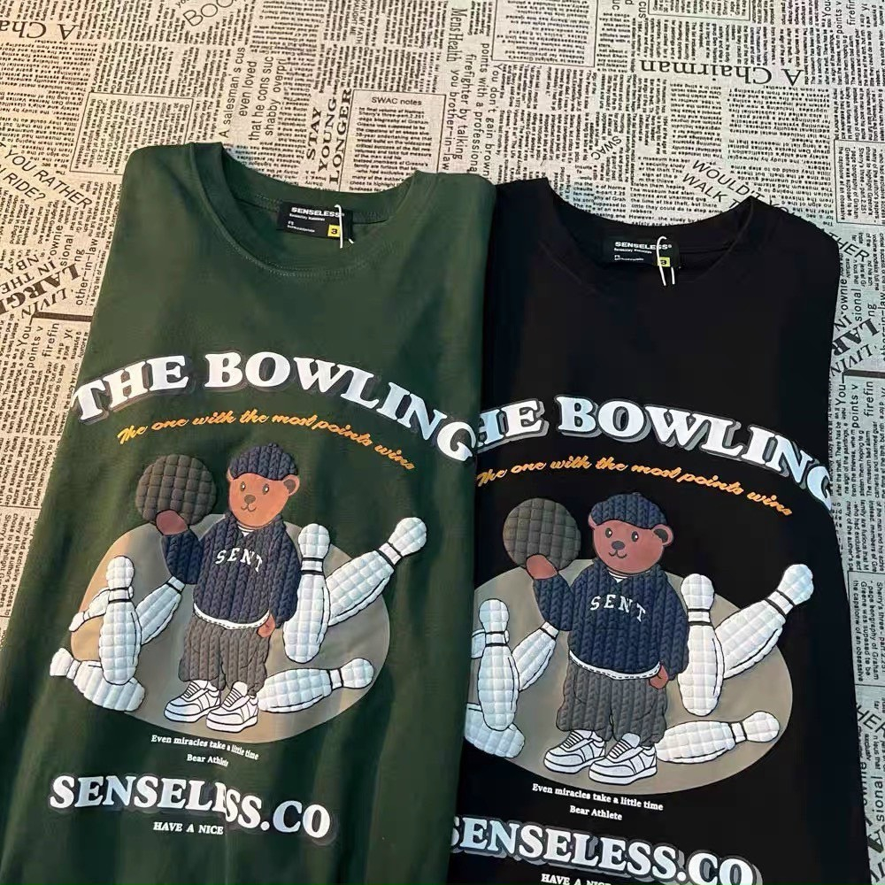 Áo thun from rộng nam nữ in nổi BOWLING KL Unisex