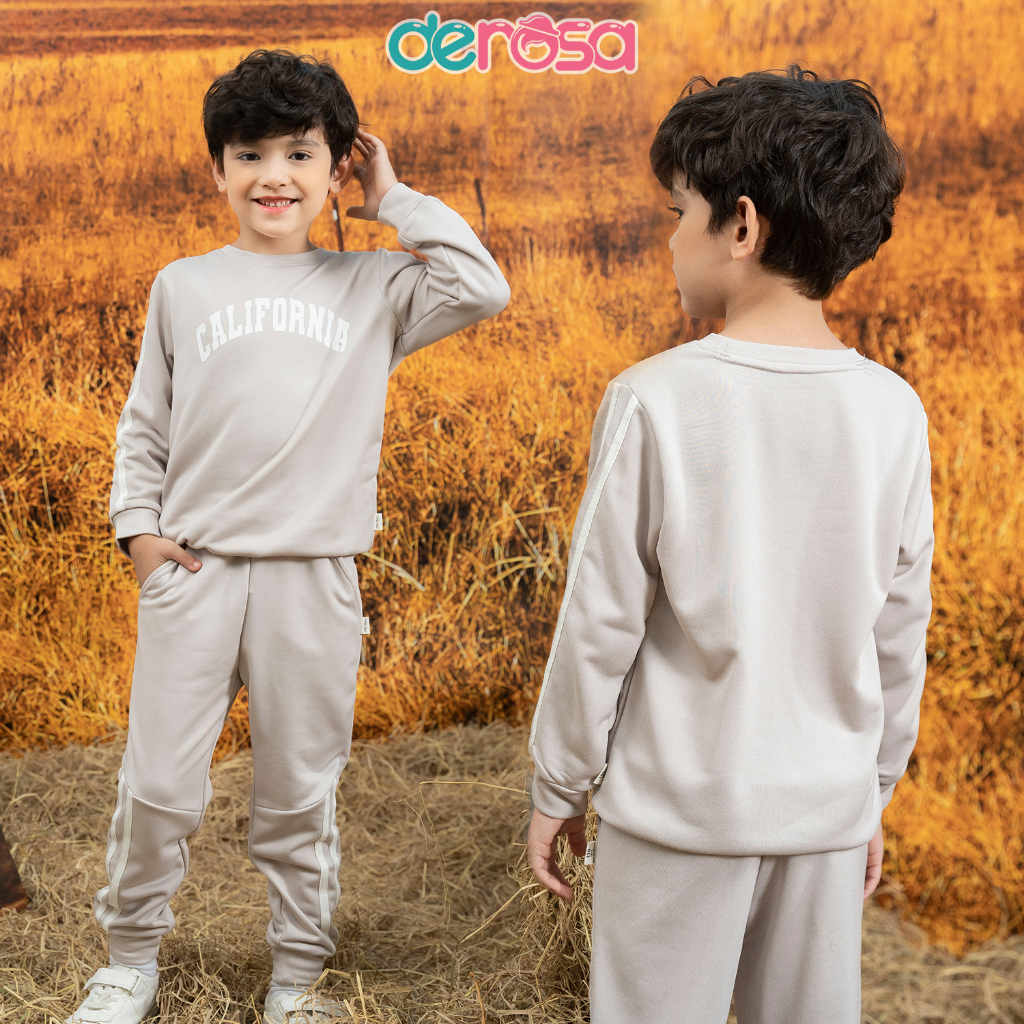 Bộ quần áo thu đông dài tay cho bé trai DEROSA KIDS từ 2 đến 6 tuổi WKDD1077