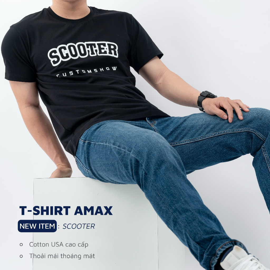 Áo thun nam AMAX in chữ SCOOTER vải cotton USA cao cấp