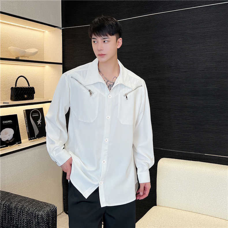 Áo Sơ Mi Dài Tay Form Rộng Phối Khóa Ngực Chất Chéo Hàn Dày Dặn Mặc Lên Chuẩn Dáng,Sơ Mi Kiểu Công Sở Phong Cách Trẻ