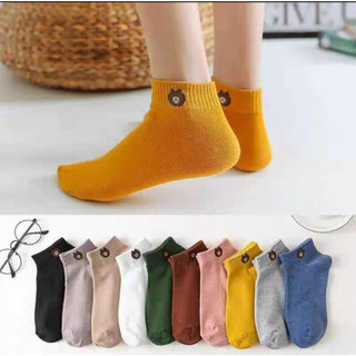 Combo 10 đôi vớ nữ ngắn đủ màu có kèm túi đựng tất gấu thể thao giá rẻ bán chạy basic đơn giản năng động trẻ trung