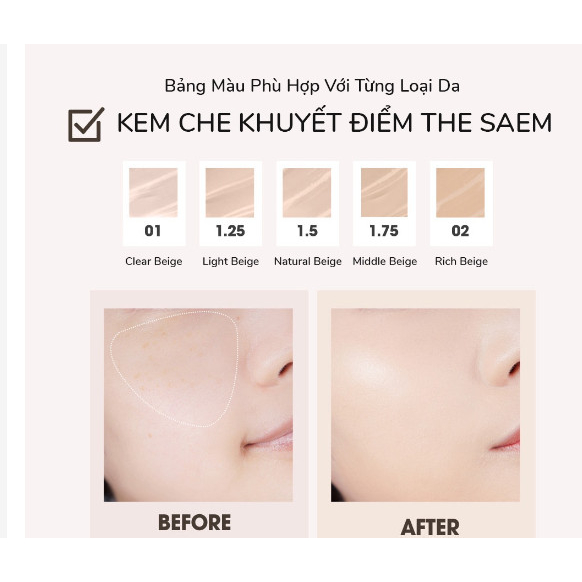 Kem Che Khuyết Điểm The Saem - Kem Che Khuyết Điểm The Seam Cover Perfection Tip Concealer SPF28 PA++ 6.5g | BigBuy360 - bigbuy360.vn