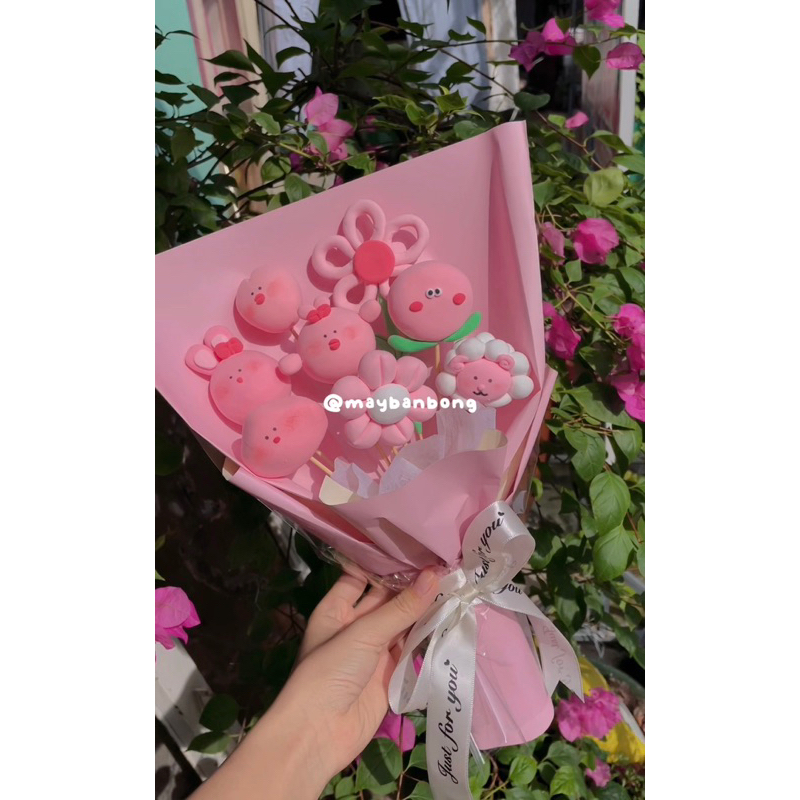 SET 8 HOA ĐẤT SÉT CỰC XINH TONE HỒNG