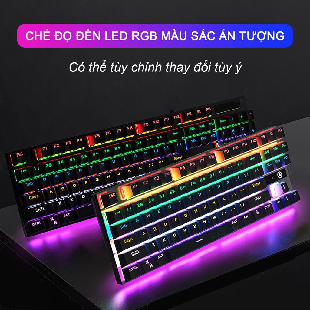 Bàn phím cơ gaming có dây có led rgb blueswitch TKL và fullsize ZK3 87  104 phím