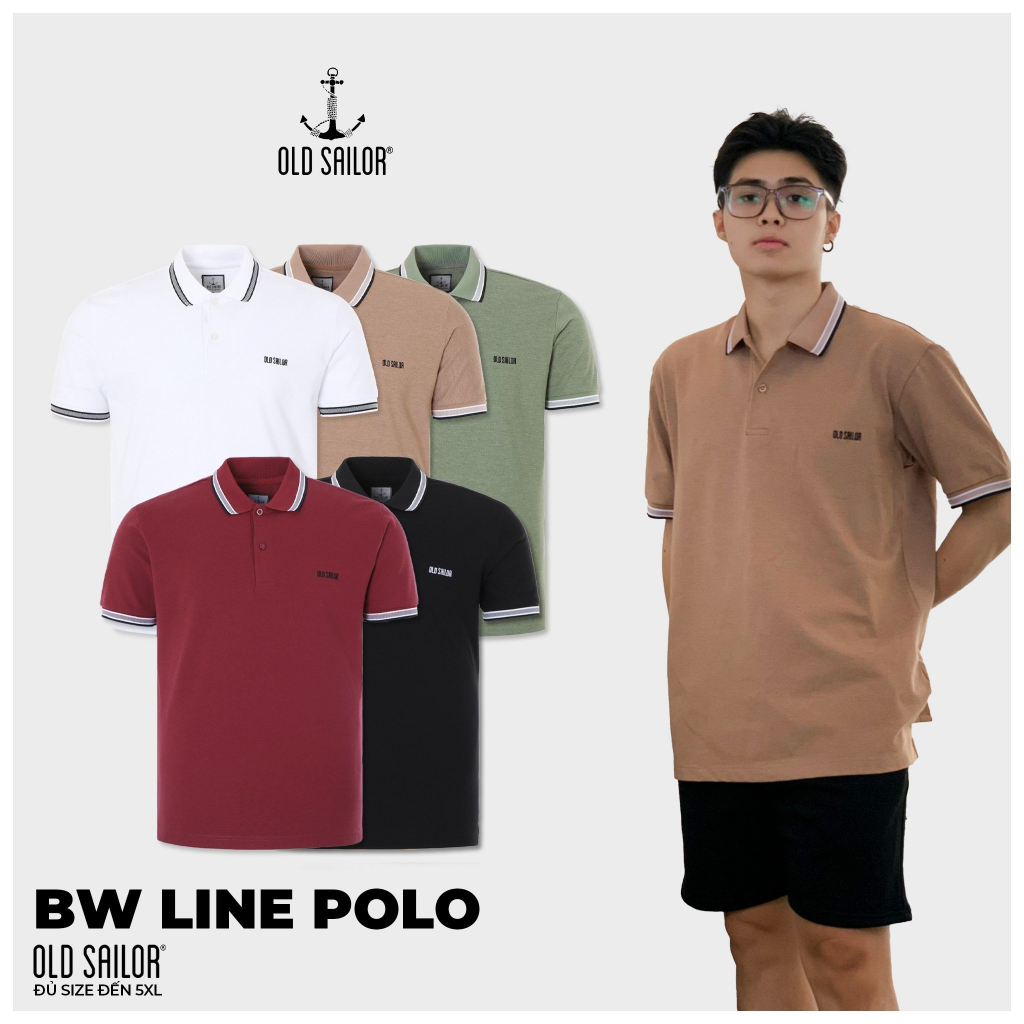 Áo Polo Nam OLD SAILOR Phối Viền Cổ Chất Vải Cotton Cao Cấp Thiết Kế Đơn Giản Lịch Thiệp Big size