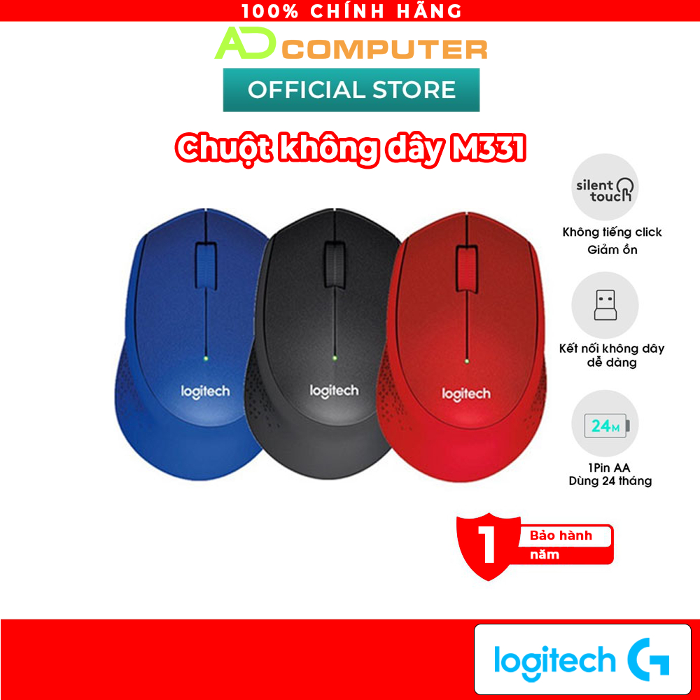 Chuột không dây không tiếng ồn LOGITECH M331