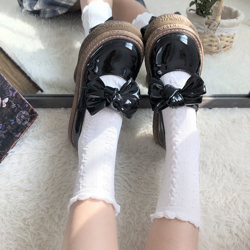 Tất trắng cổ cao nữ, vớ lolita dễ thương vintage Yuuki phong cách học sinh Nhật Bản MS8546
