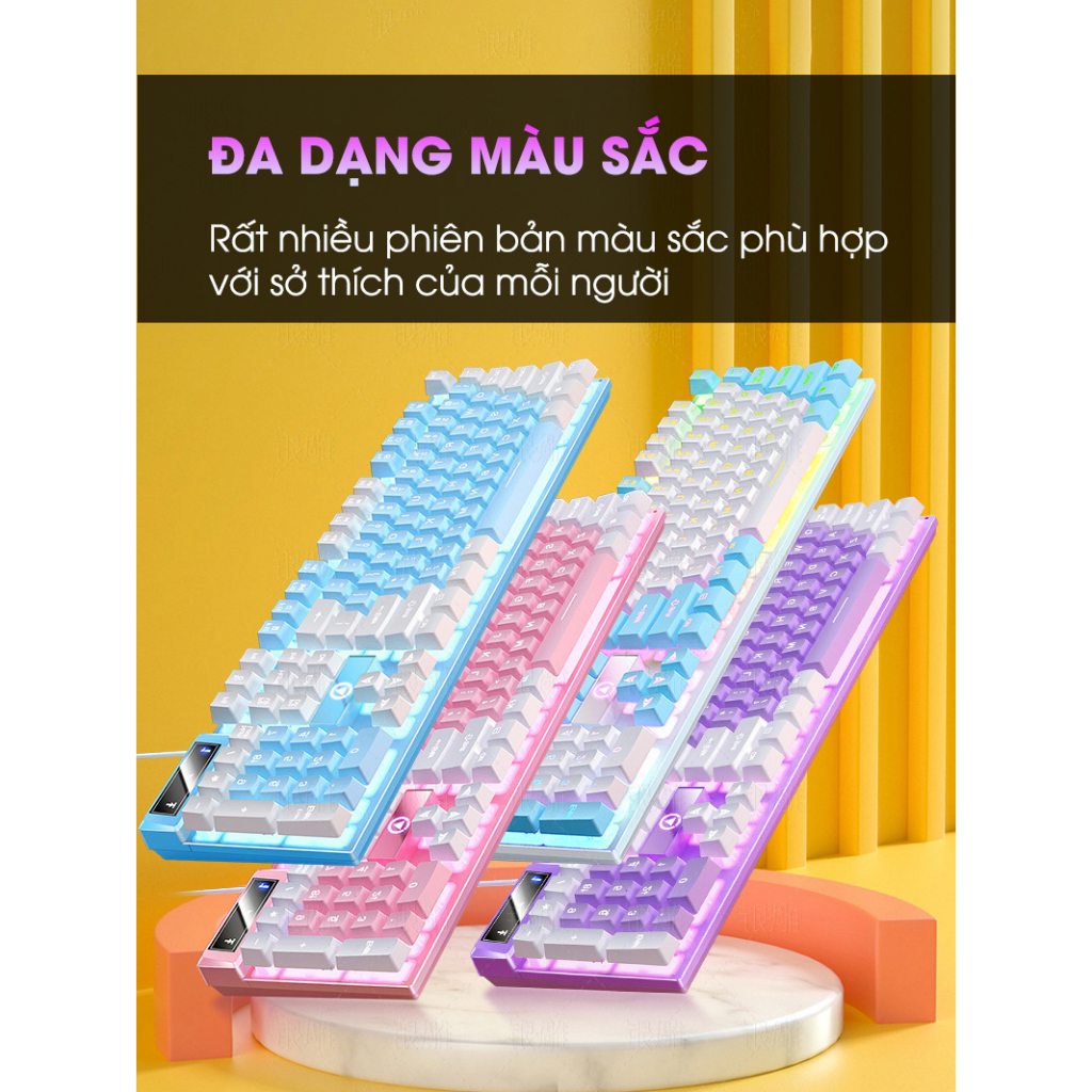 Bàn phím máy tính có dây gaming K500 giả cơ led rgb full 104 key chống nước cho laptop pc văn phòng game thủ