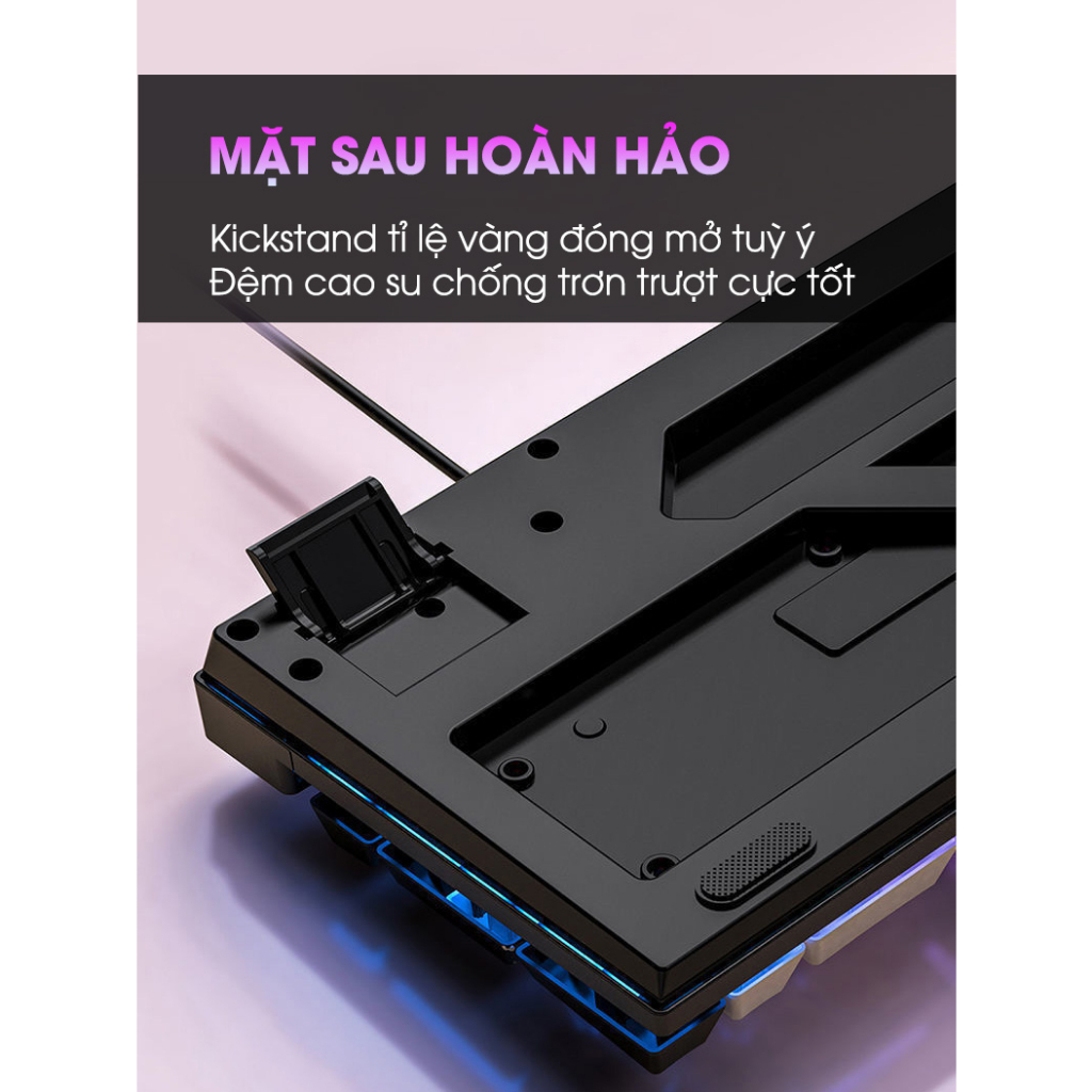 Bàn phím máy tính có dây gaming K500 giả cơ led rgb full 104 key chống nước cho laptop pc văn phòng game thủ
