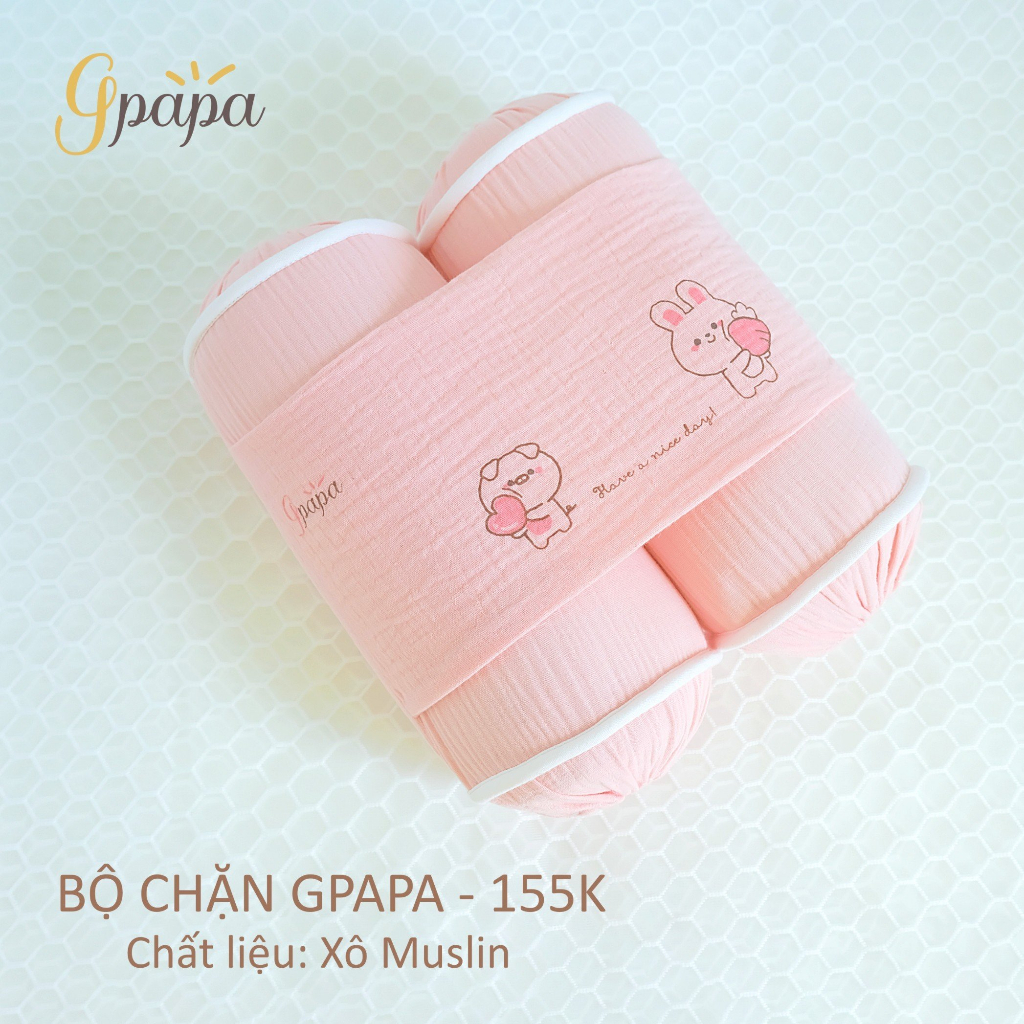 Gối chăn cho bé sơ sinh Gpapa chất liệu xô muslin cao cấp, hình in dễ thương giúp bé ngủ ngon, chống giật mình