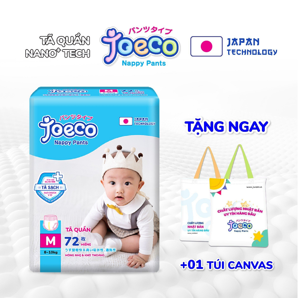 [Tặng Túi Canvas siêu xinh] Tã quần JoeCo size M72/L66/XL60/XXL54