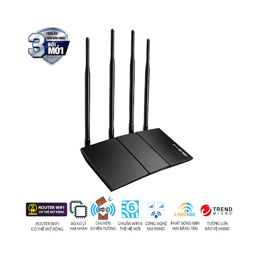 Thiết bị mạng Asus Wifi 6 RT-AX1800HP - Bảo hành 36 tháng