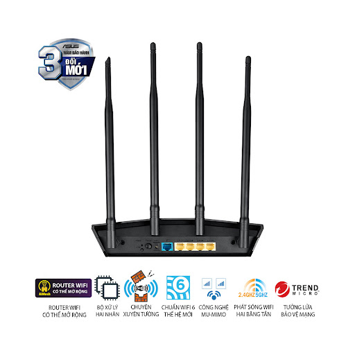 Thiết bị mạng Asus Wifi 6 RT-AX1800HP - Bảo hành 36 tháng