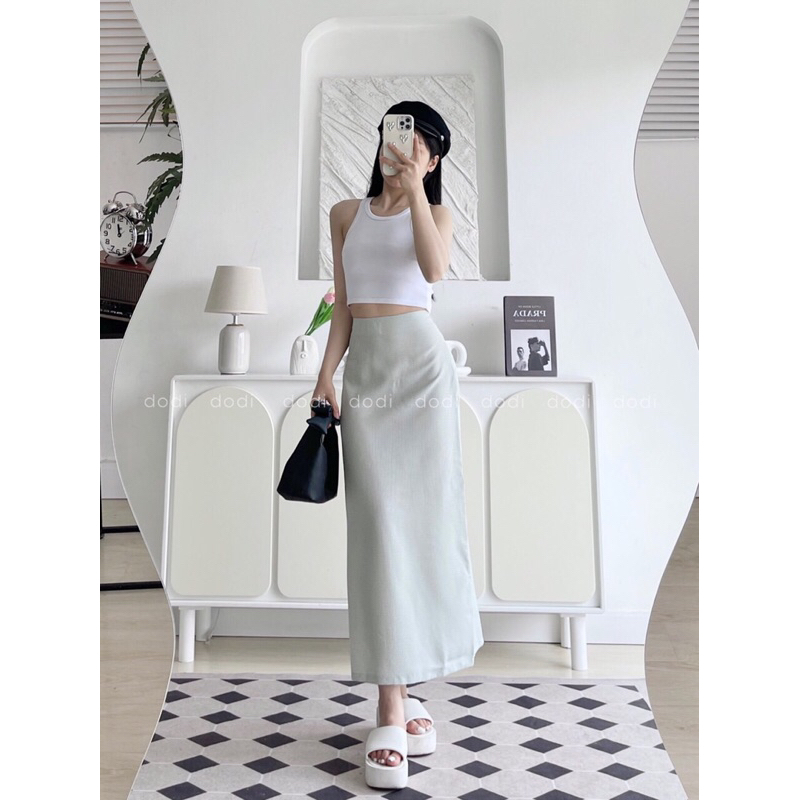 Chân váy caro dài phong cách Hàn Quốc