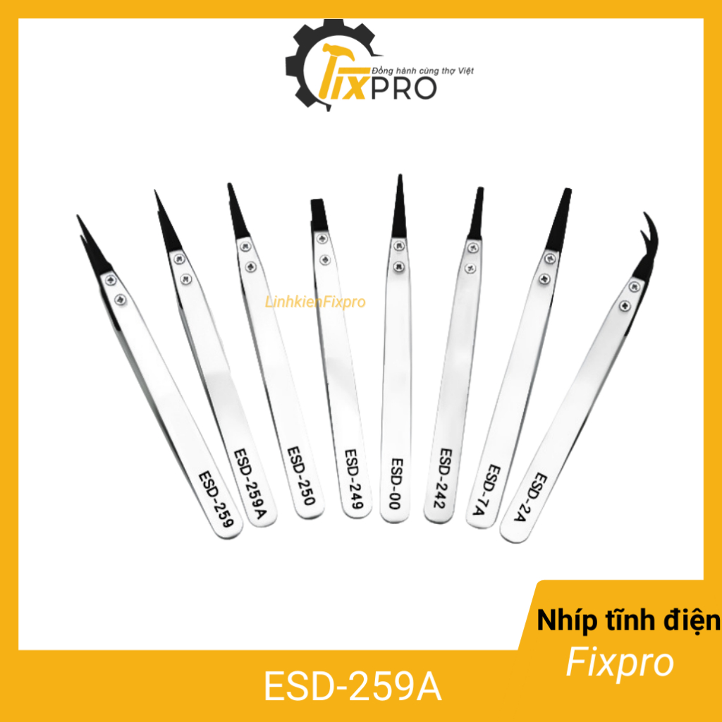 Combo 1 đôi nhíp gắp linh kiện ESD-7A , ESD-259 chống tĩnh điện, thân thép ko gỉ
