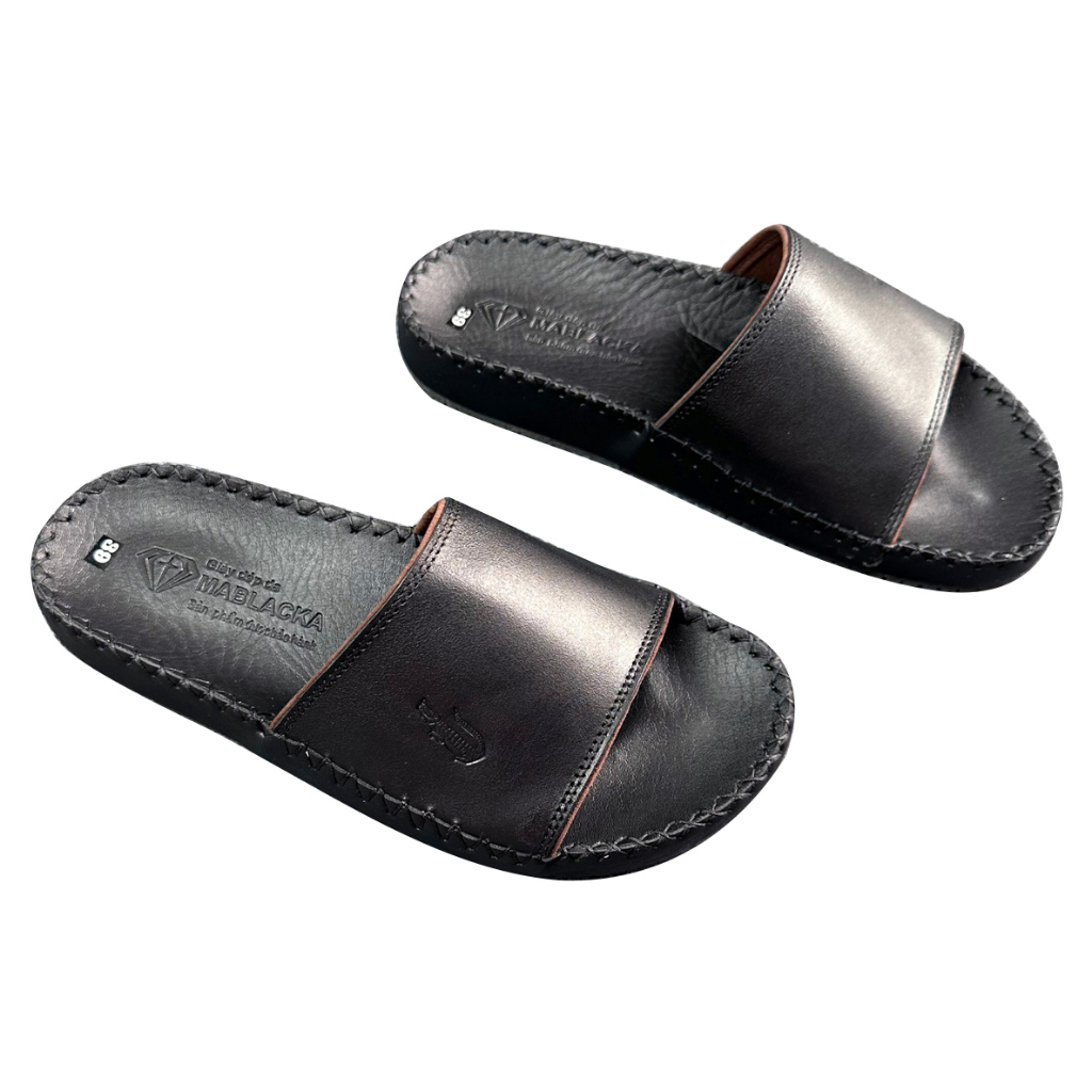 Dép nam quai ngang da bò cao cấp D74 thời trang thiết kế ôm chân chống trơn trượt