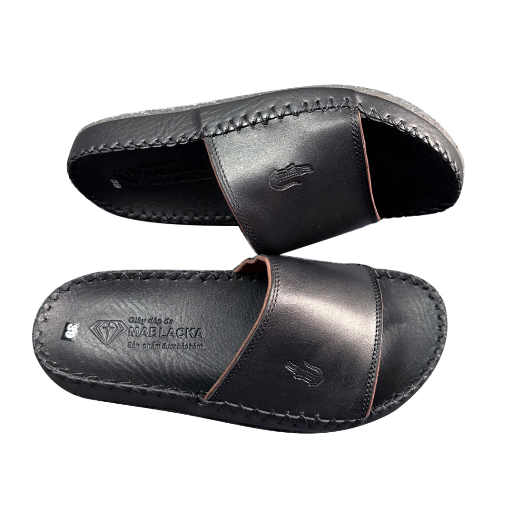 Dép nam quai ngang da bò cao cấp D74 thời trang thiết kế ôm chân chống trơn trượt