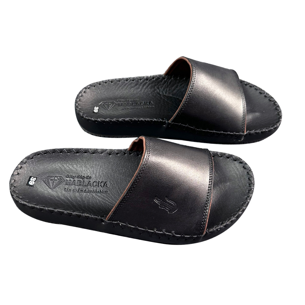 Dép nam quai ngang da bò cao cấp D74 thời trang thiết kế ôm chân chống trơn trượt