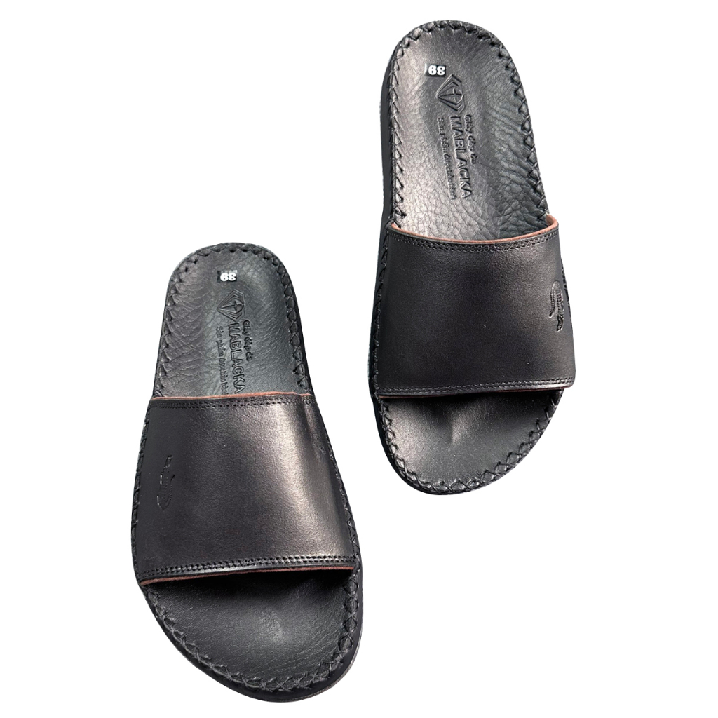 Dép nam quai ngang da bò cao cấp D74 thời trang thiết kế ôm chân chống trơn trượt