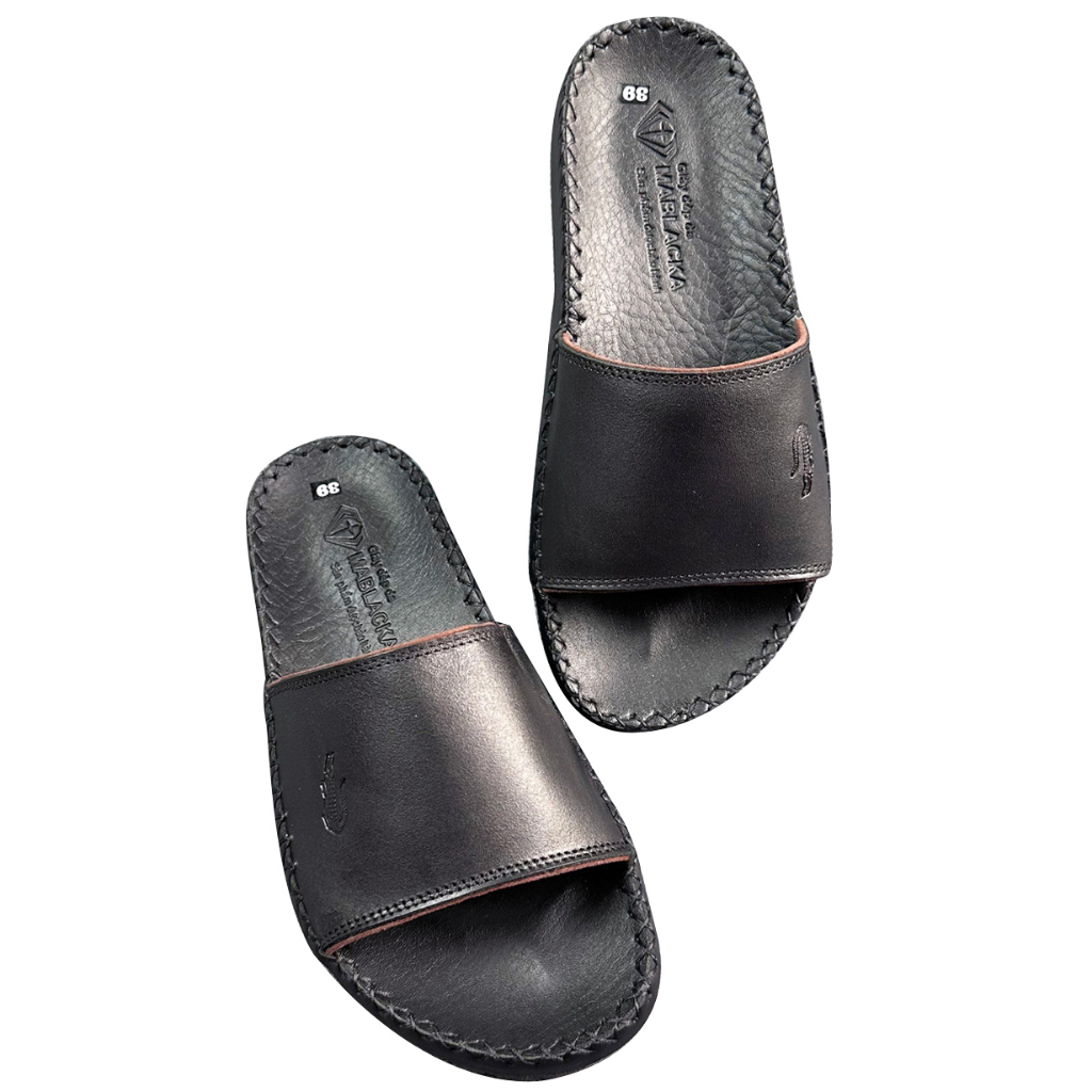 Dép nam quai ngang da bò cao cấp D74 thời trang thiết kế ôm chân chống trơn trượt