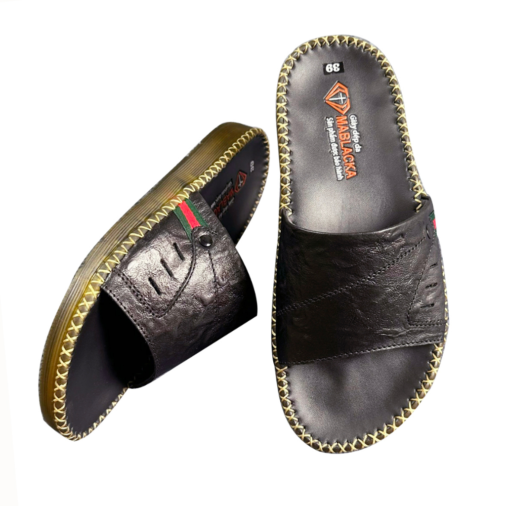 Dép nam doctor chất liệu da bò cao 2.5 đế may tay thủ công D104