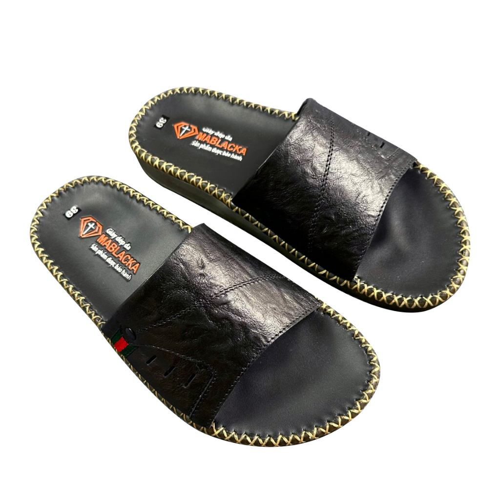 Dép nam doctor chất liệu da bò cao 2.5 đế may tay thủ công D104