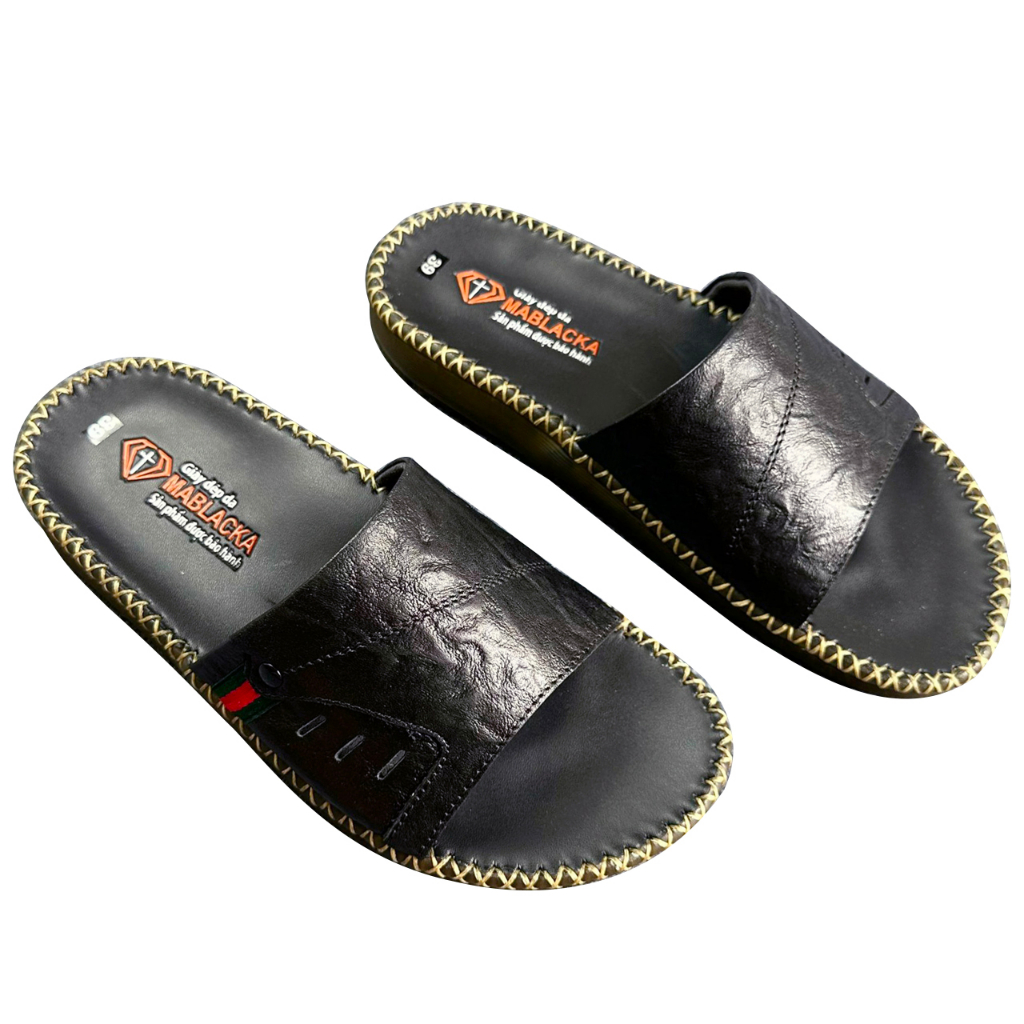 Dép nam doctor chất liệu da bò cao 2.5 đế may tay thủ công D104