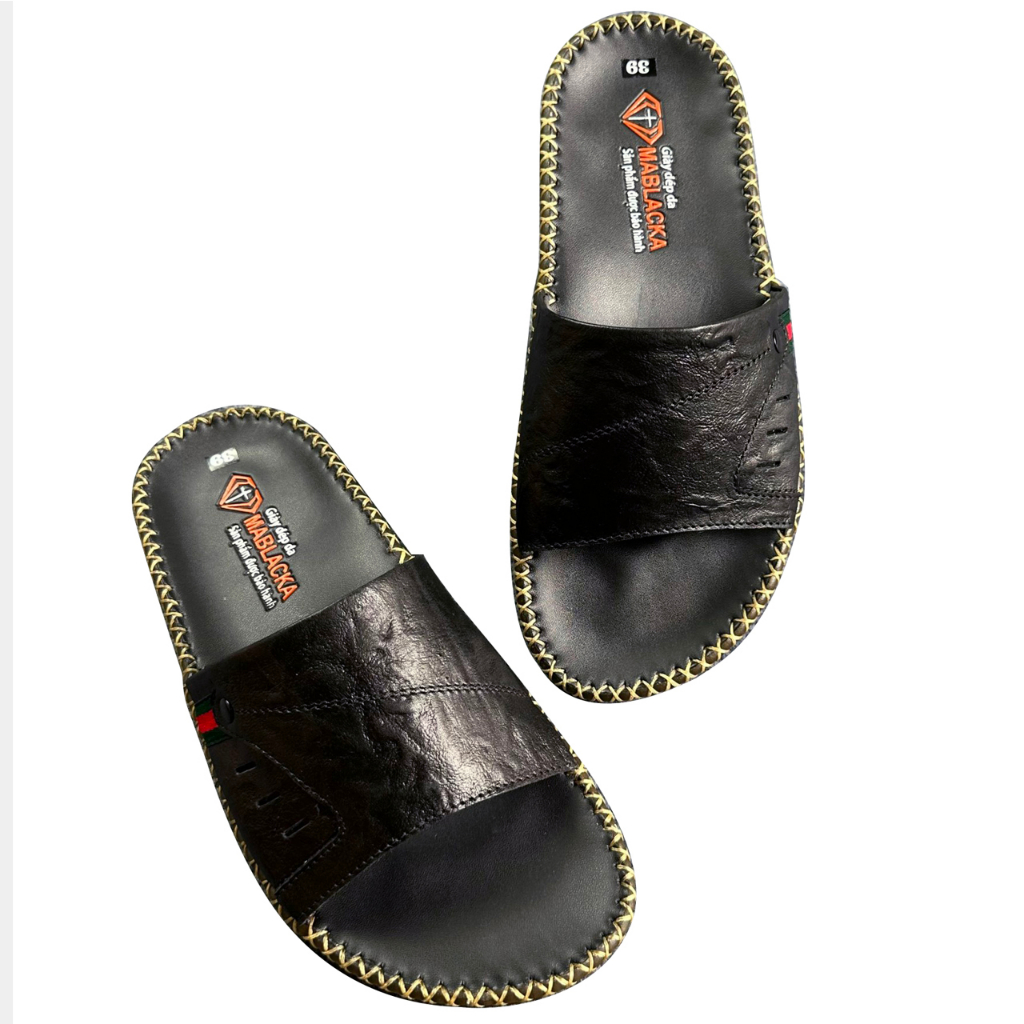 Dép nam doctor chất liệu da bò cao 2.5 đế may tay thủ công D104