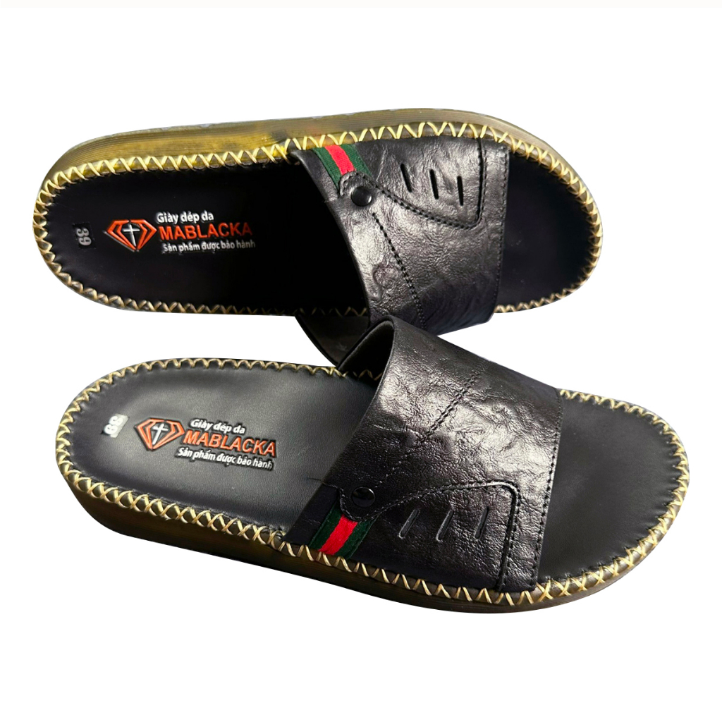 Dép nam doctor chất liệu da bò cao 2.5 đế may tay thủ công D104