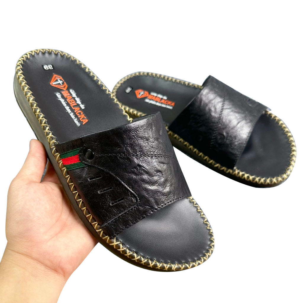 Dép nam doctor chất liệu da bò cao 2.5 đế may tay thủ công D104