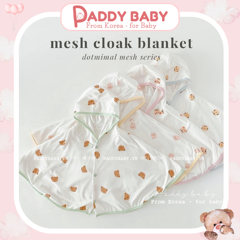 Áo choàng mesh lưới in họa tiết Dottodot Hàn Quốc freesize cho bé - Made in Korea