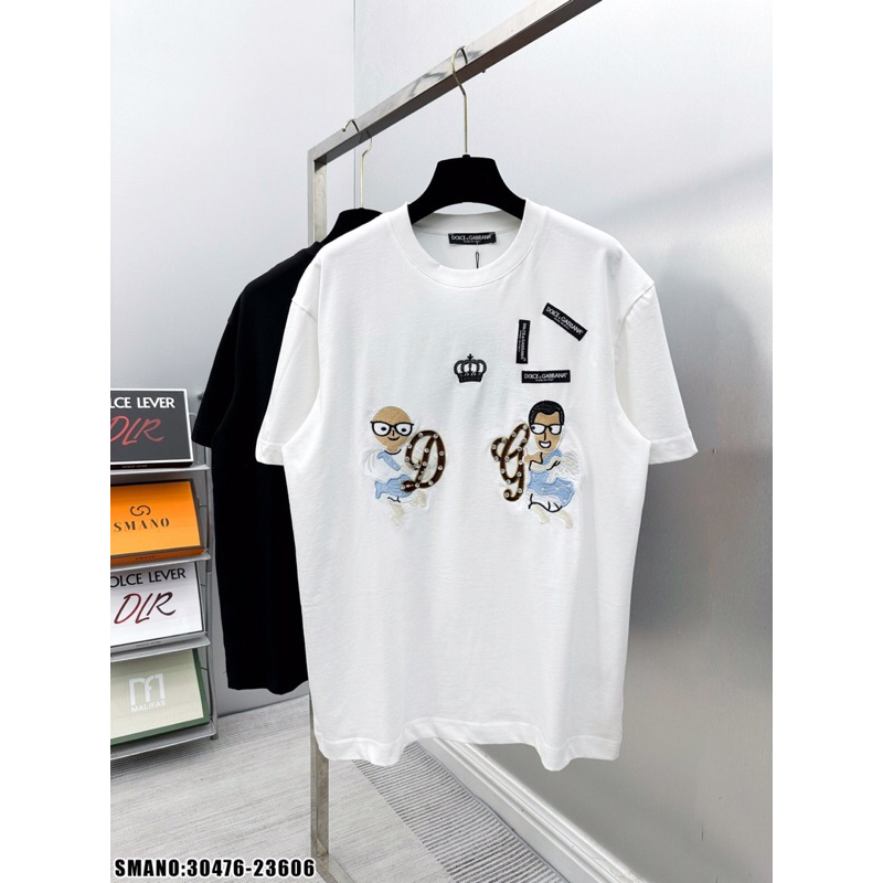 Áo thun dolce thêu icon thiên thần DG đính đá,áo phông Dolce level thêu hình người thiên thần đơn giản