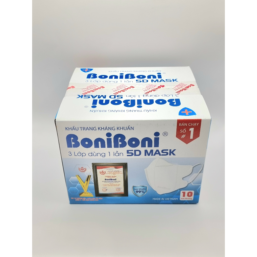 BN05 - 1 Thùng ( 10 gói = 100 chiếc) Khẩu Trang 5D BoniBoni