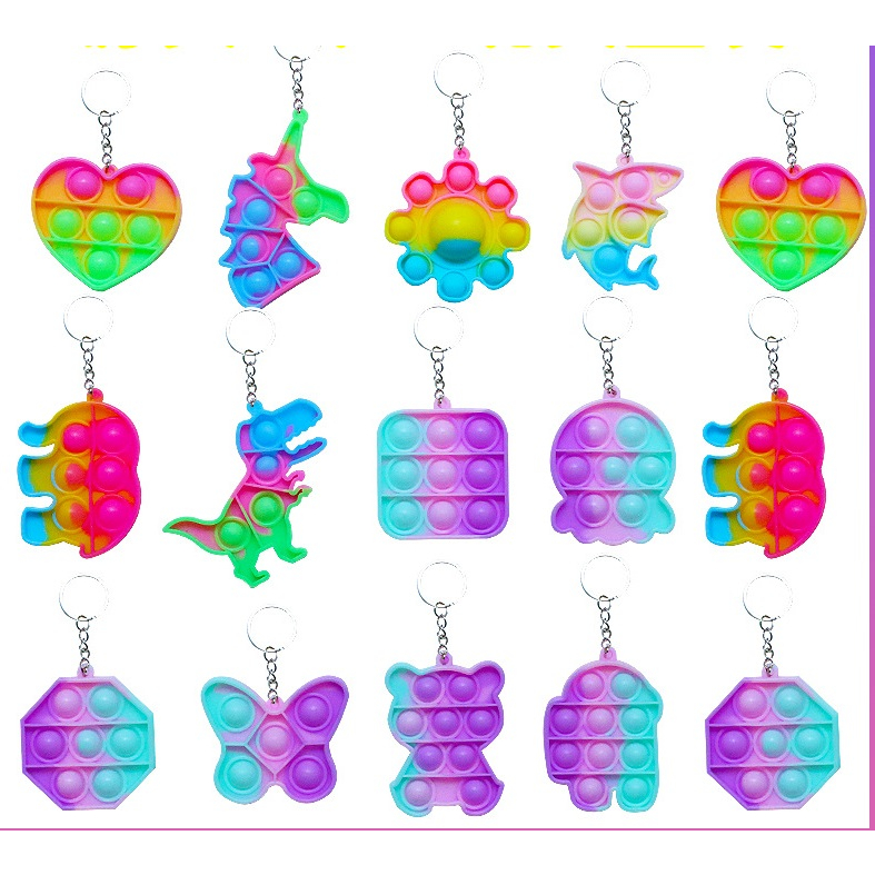 MÓC TREO CHÌA KHÓA POP IT NHIỀU MÀU HÌNH DÁNG ĐA DẠNG- BÓP TAY GIẢM STRESS