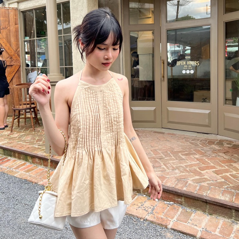 áo yếm xếp ly DE Di top